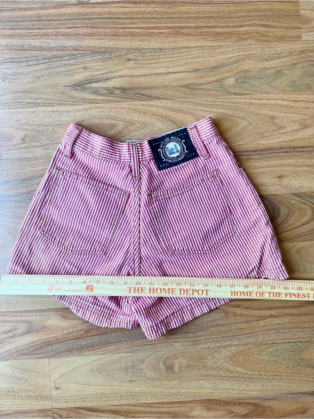 Red gingham shorts 100% cotton size 5 vintage - Picture 7 of 9